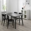 Ikea IDOLF/LISABO table and 4 chairs, 140x78 cm, black/black