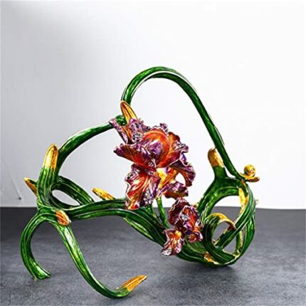ZYZMH European Red Wine Rack Metal Artifact Wine Rack Ornaments Flower Modeling Green Gold (Color : Argento, Size : As show)