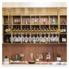 SUCHETA Hanging Wine Rack with Glass Holder and Shelf, Wall Mounted Gold Wine Rack Ceiling Storage Bottle Rack Wine Goblet Rack Upside Down Bar (