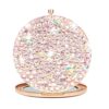 QearFun Luxurious Rhinestone LED Lighted Compact Mirror, Bling Portable Travel Makeup Jeweled Mirrors, 3.5 inch Rechargeable Mini Magnifying Pock