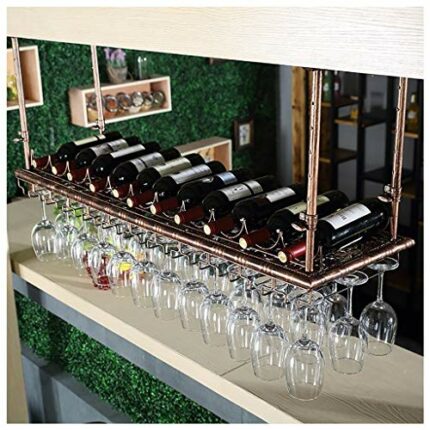 Simple Ceiling Stylish Simplicity Wine Rack Vintage Wrought Iron Creative Decoration Display Storage Glass Holder Adjustable Height Restaurant Ki
