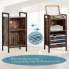 Yusong Record Player Stand, Vinyl Record Storage Display Table Holds Up to100 Albums,Turntable Stand with Metal Frame, Side End Table, Nightstand