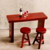 1:12 Mini Wooden House Furniture Miniature Pub Mini Bar Counter Table Chair Miniature Red Wine Glass for Mini House Decor