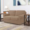 CHUN YI 5 Piece Stretch Sofa Cover, 2 Seater Slipcover with Two Separate Cushions and Backrests, Jacquard Spandex Fabric(2 Seater,Camel)