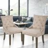 WALNUT Dining Chair Leisure Upholstered Chair Kitchen Furniture with Armrest Beige Ware house