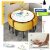 Kitchen Table and Chairs for 4, 5-Piece Compact Dining Room Table Set，DI 31/35.4INCH Faux Marble Pattern Top and 4 PU Leather Upholstered Seat, M