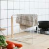 ARFUKA Hand Towel Holder Standing Fodable Towel Rack Headband Holder 3 Tier Tower Bar for Bathroom Kitchen Vanity Countertop White