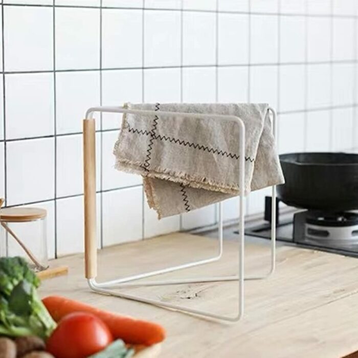 ARFUKA Hand Towel Holder Standing Fodable Towel Rack Headband Holder 3 Tier Tower Bar for Bathroom Kitchen Vanity Countertop White