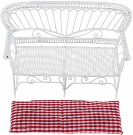 XMING Mini Furniture Model Living Room Scene Wrought Iron Double Sofa Lattice