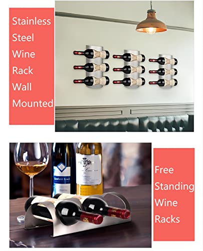 Cokritsm Wall Wine Rack, Stainless Steel Wine Rack Wall Mounted, 3 Bottles Wall-Mounted Wine Racks Wine Holder Wall Mounted, Liquor Bottle Displa