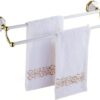 Bathroom Bathroom Lavatory Towel Rack Towel Shelf with Two Towel Bars Wall Mount Holder Tower Hanger/50Cm
