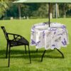 xigua Beautiful Purple Lavender Umbrella Hole Tablecloth for Outdoor, Waterproof Spillproof Round Tablecloth with Zipper, Spring & Summer Table C