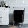 Bath Vida 3-Tier Bathroom Rack Free Floor Standing Curved Towel Holder, Metal, Chrome