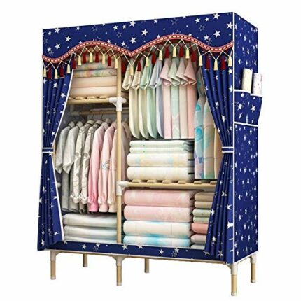 LUKEO Portable Wardrobe Non Woven Fabric Foldable Bedroom Children's Living Room Dormitory Room Rental Room Clothes Storage Cabinet Dustproof