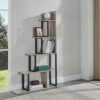 PADMA HOUSE Bookcase with 5 Shelves L Shape Freestanding Ladder Corner Bookcase Tiered Open Bookcase Multipurpose Storage Shelf (Premium Grey)