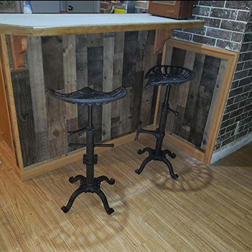 VINTAGELIVING Industrial Bar Stool-Swivel Tractor Seat-Kitchen Dining Counter Chair-Extra Pub Height- Adjustable 24.8-31"-Iron Cast Design