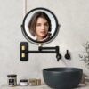 Bufccy Wall Mounted Makeup Mirror, 1X/10X Magnifying Mirror 8 Inch Double Side Extendable Bathroom Make Up Mirror with 360° Swing Arm