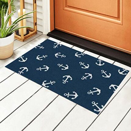antcreptson Nautical Themed Simple Anchors Pattern Doormat - 15.7" x 23.6" Indoor/Outdoor Entry Mat with Non-Skid PVC Back - Durable & Easy to Cl