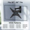 PERLESMITH TV Wall Bracket Swivel Tilt Extend, Universal TV Bracket Wall Mount for 26-60 Inch Flat/Curved TVs, Adjustable TV Bracket Holds up to