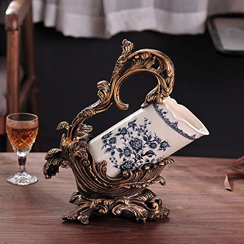 PIBM Stylish Simplicity Creative Retro Bronze Resin Hand-Painted Ceramic Wine Rack Home Desktop Decoration Bar Porch Restaurant Decorations Porta