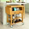 BHVXW Extendable Kitchen Trolley Cart with 2 Folding Hinged Side Boards Removable Tray