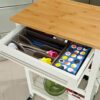 BHVXW Kitchen Storage Serving Trolley Shelf Cart with Free Chopping Block Kitchen Trolley