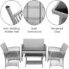 WODMB 4pcs Garden Furniture Outdoor Garden Lounge Set with Cushions Glass Table Garden Patio Rattan Sofa Set (Color : A, Size : One size)
