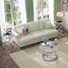 OIOG Round Coffee Table, Glass Coffee Tables for Living Room, Modern Coffee Table with Tempered Glass Tabletop, Chrome Finish (Silver)