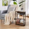Vintage Narrow Side Table with Storage Shelf, 3 Tier Slim End Table Modern Sofa Table for Narrow and Small Spaces, 24.6 Inch Height Bedside Table