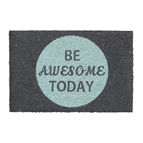 Relaxdays Coir Doormat Coconut Fibre Floor Mat "Be Awesome Today" Welcome Mat 40 x 60 cm, Anti-Slip PVC Underside, Pink