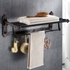 HIGOH Towel Racks, Bathroom Towel Rack Wall Mounted Towel Holder,Bath Hardware Aluminum Carved Foldable Towel Rack,Towel Bar,Bath Shelf Towe Hold