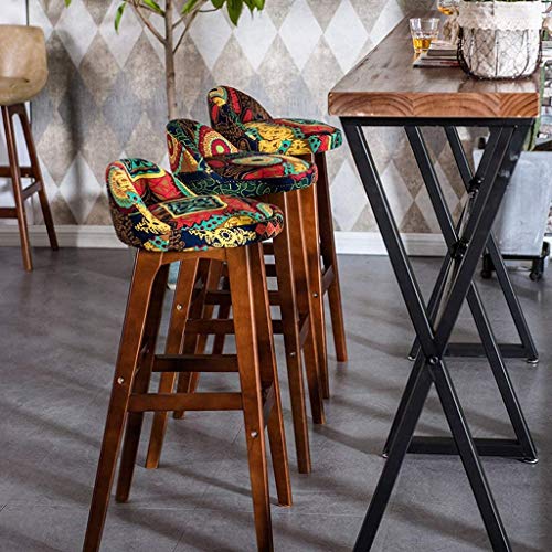 LUKEO FurnitureR Bar Chair Pub Bar Height Barstool Industrial Dining Bar Stools Chairs with PP Seat Backrest and Wooden Leg Set of Bar