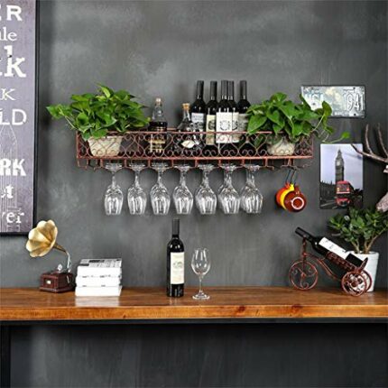 European Hanging Red Fashion Creative Wine Glass Rack Upside Down Wine Rack Bar Wrought Iron Goblet Rack Creative Wine Cabinet Decoration Hanger