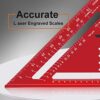 7 inch Carpenters Speed Square Metric,Roofing Rafter Square,Thickened Aluminum Alloy Triangle Ruler Protractor,Layout Tool Kit for Builders Joine