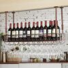 EMISOO Ceiling Wine Rack, Glass Rack With Goblet, Home Wine Rack, Floating Wine Rack Organizer For Bar, Kitchen, Dining Room, Height Adjustable (