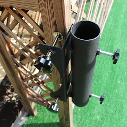 VANROUG Heavy Duty Balcony Umbrella Holder Clamp Garden Fence Parasol Decking Holding Bracket Stand,Clamping range(0.8"-2.4"),Umbrella Diameter(1