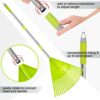 Colwelt Plastic Leaf Rake, Garden Lawn Rake with 142cm Lightweight Stainless Steel Handle, Include 22Tines Plastic Head & Garden Gloves, Garden R