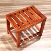 CHEWO Bath Stools,Bamboo Frame Shower Stool with Shelf Bathroom Stool Stool Suitable for Indoor or Outdoor Use