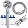 High Pressure Water Saving Shower Head - Propeller - Turbo Fan Drive Jet Shower Head-with Water Stop Button and 4Pcs Filter-360 Degree Rotating S