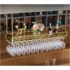 Ceiling Wine Rack Metal Wrought Iron Inverted Goblet Rack Kitchen or Office Cutlery Bottle Holder Height-Adjustable Bar Float Rack Wine Glass Hol