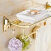 HIGOH Towel Racks, Bathroom Towel Rack Wall Mounted Towel Holder,High-End with 5 Hooks European Folding Bath Towel Shelf,Movable Towel Rackplatin