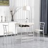 DINGZZ Dining Table Set Oak PVC (80x53x76cm) Baking Lacquer Couples Bending Back Breakfast Table (Table and Two Chairs) White