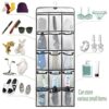 Zimso 30 Pockets Dual Sided Hanging Shoe Organizer Hanging Shoe Shelves , Shoe Hanger Organizer for Closet 43.9 x 43.9 in (Grey)