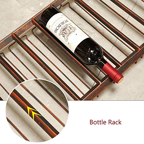 EMISOO Wine Rack Wall Mounted - Ceiling Wine Bottle Rack,Vintage Style Iron Hanging Wine Glass Holder Bar Accessories Shelving for Restaurant or