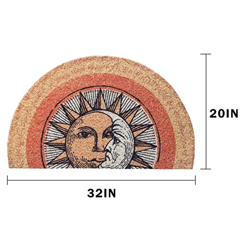 Funny Half Round Tarot Sun and Moon Outdoor Door Mat Front Door Entrance Decoration Welcome Doormat Resist Dirt Rug Suitable for Indoor Balcony (