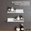 YOHOM White Adhesive Floating Shelf for Bathroom Tile Wall Stick on Shower Shelf Rack No Drilling Plastic Lightweight Shelf Organizer with Gray G
