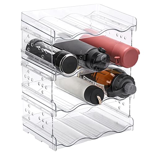 acDesign Stackable Water Bottle Organizer for Cabinet, Pantry, Freezer Clear Bottle Organizer for Cabinet 4Pack, Hold 12 Bottles