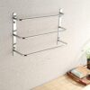 bathroom towel rack Towel Rail Chrome 304 Stainless Steel Heavy Duty Towel Bar Wall Mounted Towel Holder with 3 Rod Storage Rack for Bathroom Kit