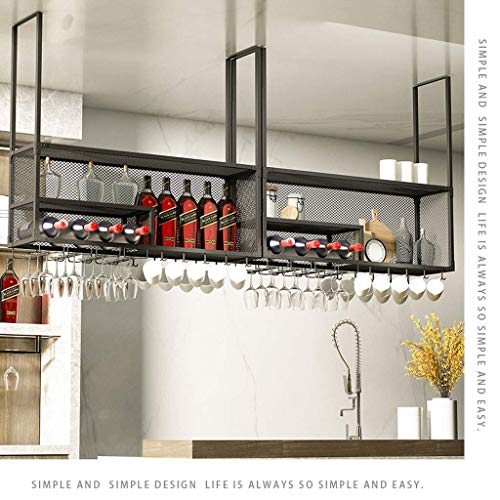 OUSIKA Wine Racks,Bar Ceiling Hanging Shelves Bottle Holder Glass Shelf Wine Decor Wine Glass Rack Industrial Retro Decor Wall Mounted Wine Glass