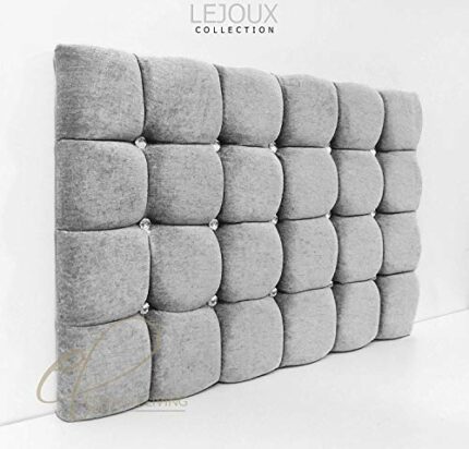 Lejoux™ Collection Super Cube Designer Headboard Bed Head in Chenille in Single Double King (Silver Chenille, 5ft (King) 30 Inches High)